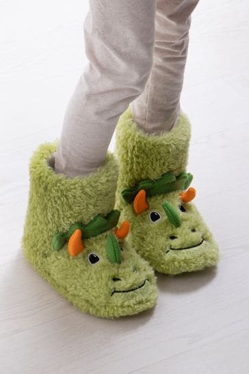 Totes Green Kids Dino Boot Slippers