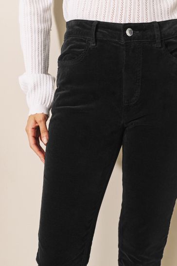 Black velvet skinny pants store