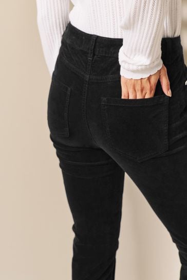 Black velvet skinny clearance jeans