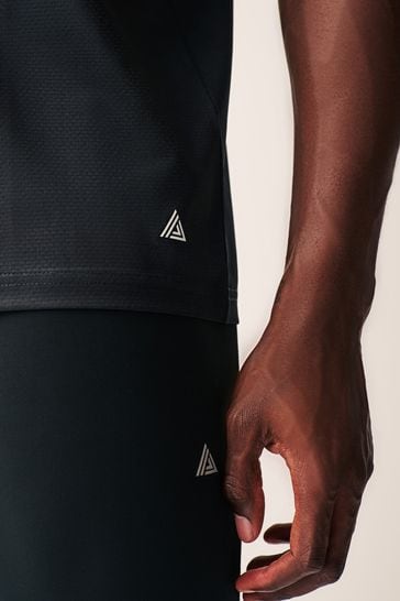 Black Active Gym and Training Textured T Shirt