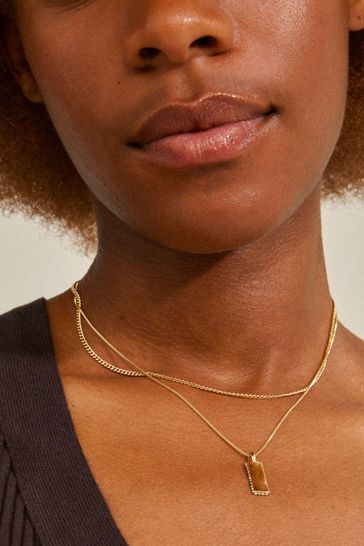 Buy PILGRIM Gold STAR Recycled Necklace 2 In 1 Set 1 With Crystals On The Side from Next Netherlands