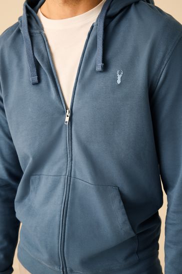 Buy Blue Lightweight Zip Through Hoodie from Next Luxembourg