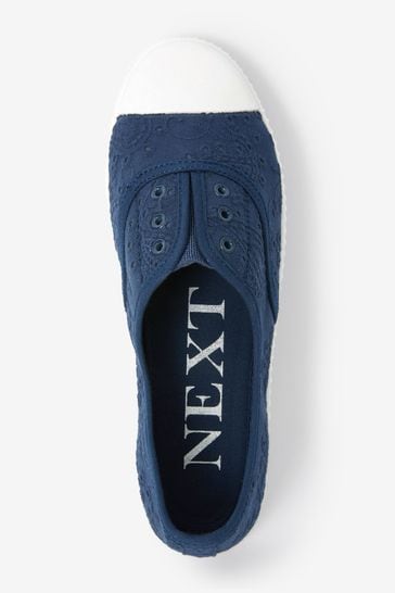 Navy slip on trainers best sale