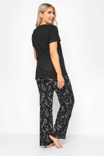 M Co Black Shine Like The Stars Wide Leg PJ Set