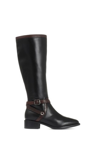 Jones Bootmaker Black Leather Flat Pointed Riding Boots