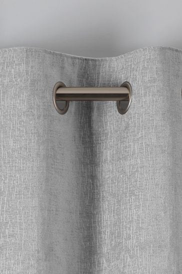 Buy Light Grey Next Heavyweight Chenille Eyelet Lined Curtains