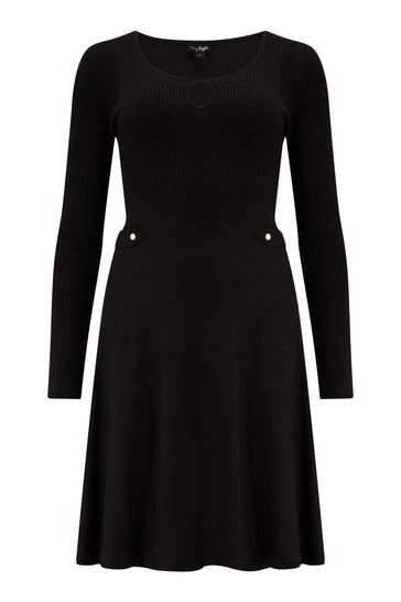 Buy Pour Moi Black Helen Knit Skater Skirt Dress with LENZING