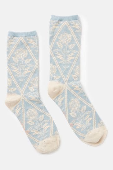 Joules Excellent Everyday Blue Floral Ankle Socks