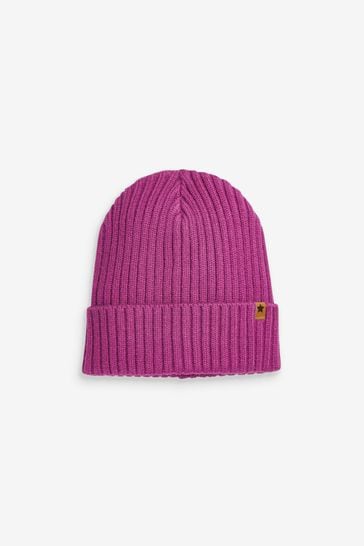 Magenta Pink Rib Beanie Hat (1-16yrs)