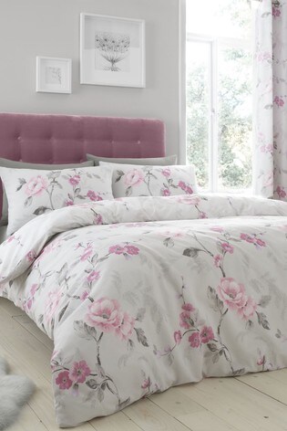 catherine lansfield grey and pink bedding