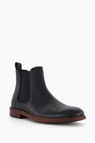 Dune London Characteristic Plain Toe Chelsea Black Boots