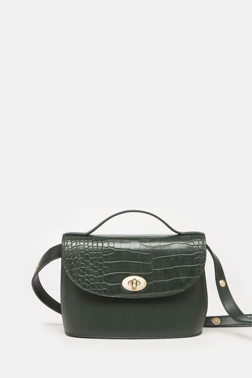 Joules Claire Green Faux Leather Croc Effect Cross Body Bag