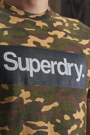 Superdry Nuevo Hombre Core etiqueta con logotipo Estampado Camo Todo T-shirt BNWT