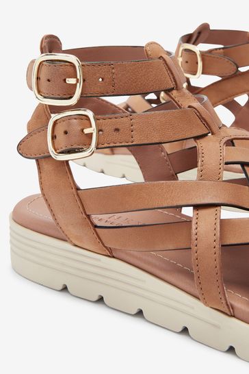 Buy Tan Regular Wide Fit Forever Comfort Slotted Wedge Gladiator Sandals from Next Luxembourg