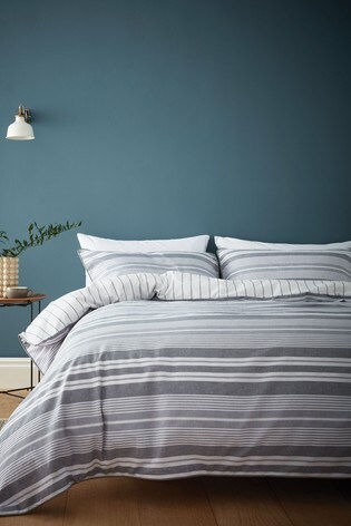 Content by Terence Conran Grey Kingston Stripe Duvet Cover and Pillowcase Set