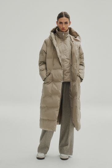 Buy Neutral Longline Shower Resistant Padded Hooded Coat from Next Luxembourg