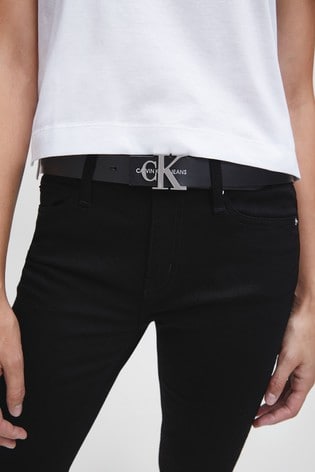 Calvin Klein Jeans Black Jeans Monogram Belt