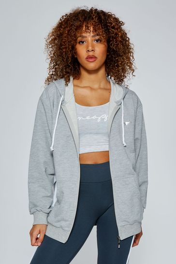 Pineapple Light Grey Stripe Panel Zip Hoodie