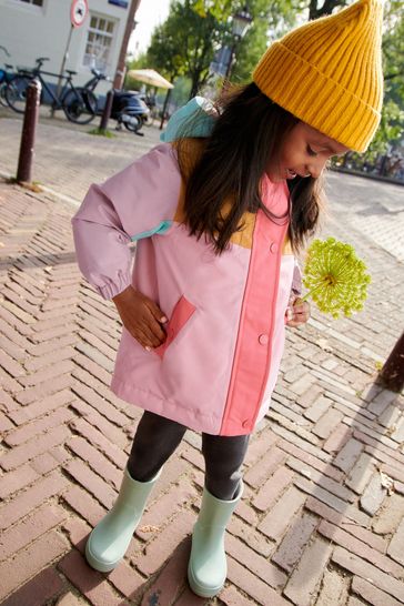Pink Waterproof Colourblock Jacket 9mths 7yrs