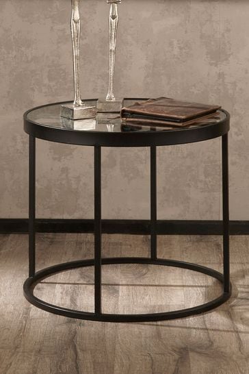 Pacific Lifestyle Antique Black Metal Round Clock Side Table