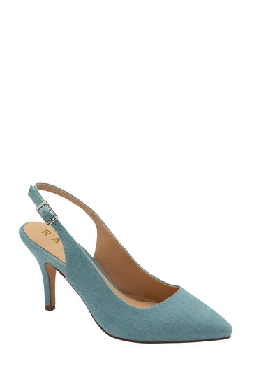 Ravel Blue Slingback Shoes On a Kitten Heels