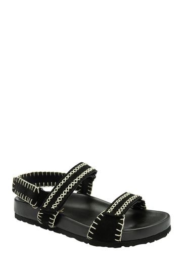 Ravel Black Strappy Leather Footbed Sandals With Touch Fastening Sport Straps