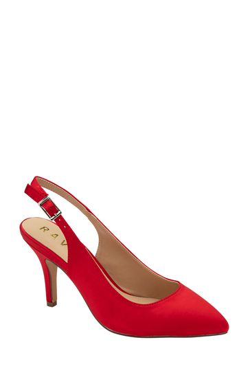 Ravel Red Slingback Shoes On a Kitten Heels