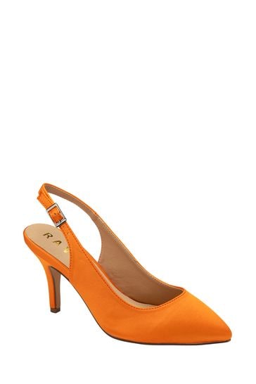 Ravel Orange Slingback Shoes On a Kitten Heels