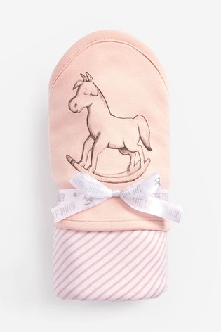 The Little Tailor Pink Rocking Horse Jersey Lined Blanket