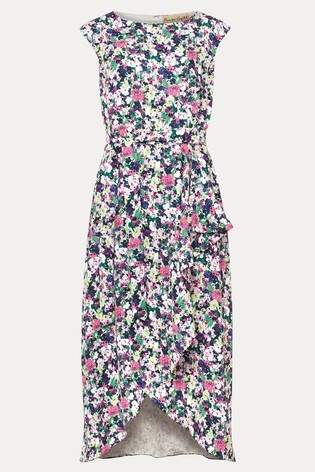Natural Arya Floral Frill Hem Dress 