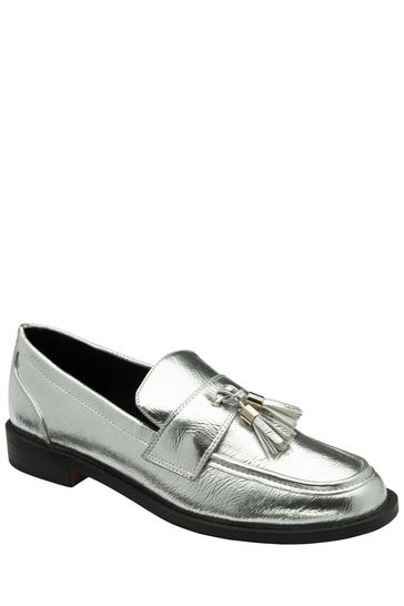 Ravel Silver Tassle Trim Loafers Shoes