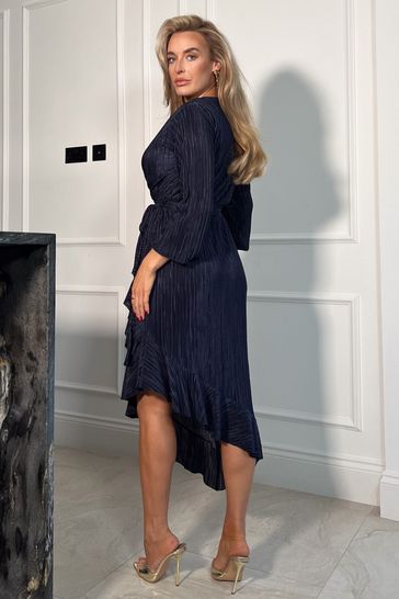 Girl In Mind Tanya Foil Asymmetric Midi Dress