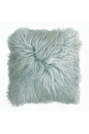 Riva Paoletti Blue Blush Mongolian Sheepskin Polyester Filled Cushion