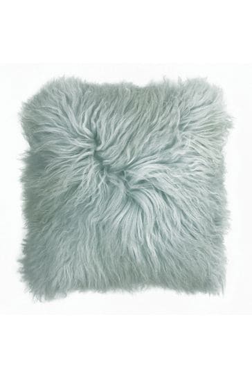 Riva Paoletti Blue Blush Mongolian Sheepskin Polyester Filled Cushion