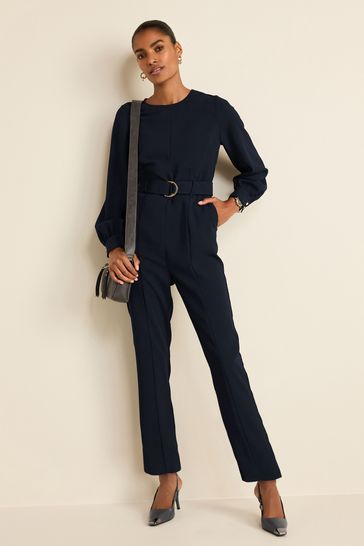 Navy and white jumpsuit discount