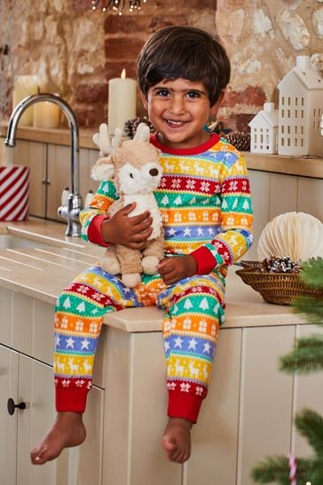 JoJo Maman Bébé Red Kids' Christmas Jersey Pyjamas