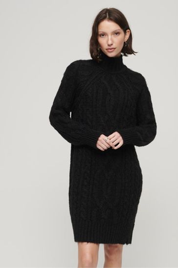 Buy Superdry Black Cable Mock Neck Jumper Dress from Next Luxembourg