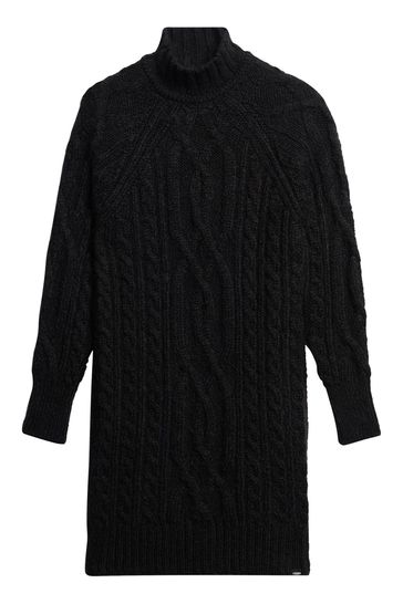 Buy Superdry Black Cable Mock Neck Jumper Dress from Next USA