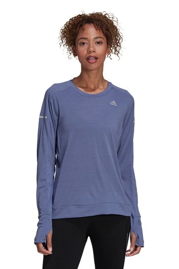 adidas Blue Cooler Long Sleeve Run T-Shirt