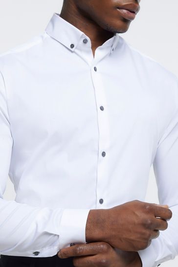 River island mens white shirt top