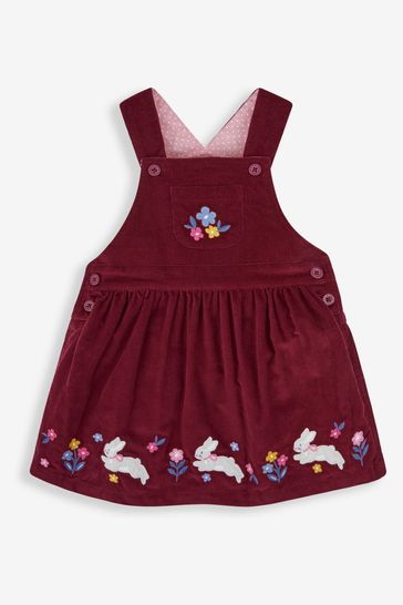 JoJo Maman Bébé Berry Bunny Appliqué Cord Pinafore Dress