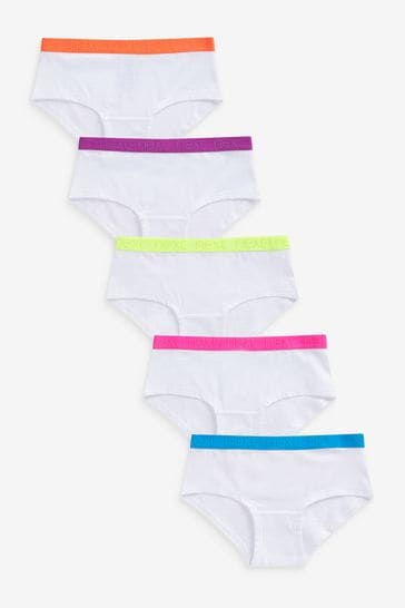 White Fluro Hipsters 5 Pack (2-16yrs)