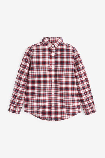 Red/Ecru Check Without Stag Long Sleeve Oxford Shirt (3-16yrs)