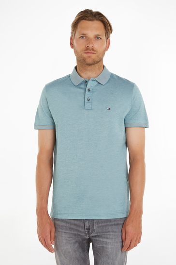 Tommy Hilfiger Blue Oxford Logo Collar Polo Shirt