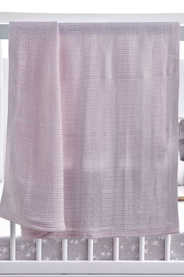 Lilac Purple Kids Organic Cotton Lightweight Cellular Blanket Width: 75cm x Length: 95cm