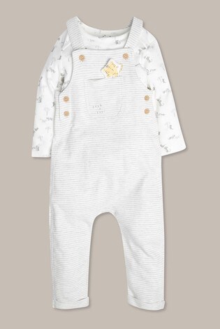 M&Co White/Grey Layered Leopard Dungarees