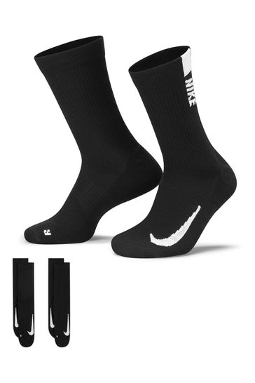 Nike Black/White Multiplier Crew Socks 2 Pack