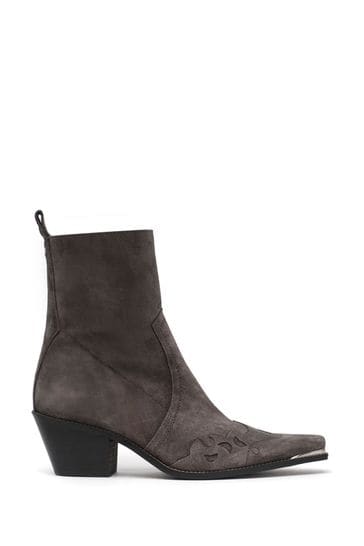 Mint Velvet Grey Alma Suede Cowboy Boots