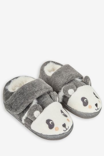 JoJo Maman Bébé Grey Girls' Panda Easy On Slippers