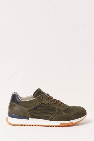 FatFace Green Leather Trainers
